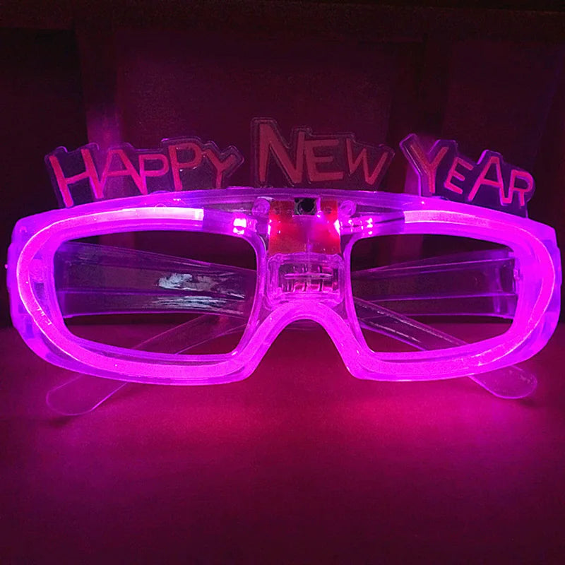 Happy New Year LED Flashing Glasses Glowing Eye Glasses Light Up Kids Toys Glow Party Decoration Supplies Christmas