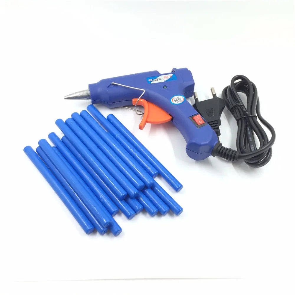 Mini 20w Melt Glue Gun plus 16pcs mini Sealing Wax Stick 100-240V Professional High Temp Heater Hot Glue Gun Repair Heat tool