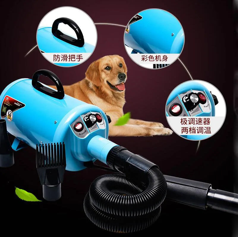 Portble 2000w Cat Dog Pet Dryer Blower 220v for Dogs Four Colors Dog Hair Dryer with 3 Nozzles