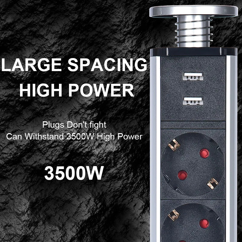 NEW 2/3/4/5 power Plug Hidden Kitchen Table Pop Up EU AU US UK FR PLUG USB charge Electrical Power Desktop Sockets