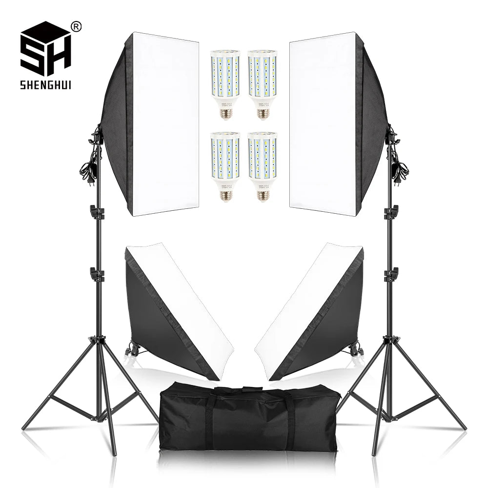 Photography Studio Softbox Lighting Kit Arm for Video &amp; YouTube Continuous Lighting Professional Lighting Set Photo Studio - Stereotech