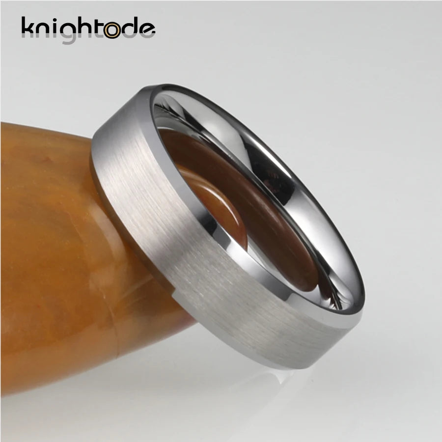 6mm 8mm Wedding Bands Tungsten Carbide Engagement Ring For Men Women Couple Beveled Edges Brushed Finish Comfort Fit