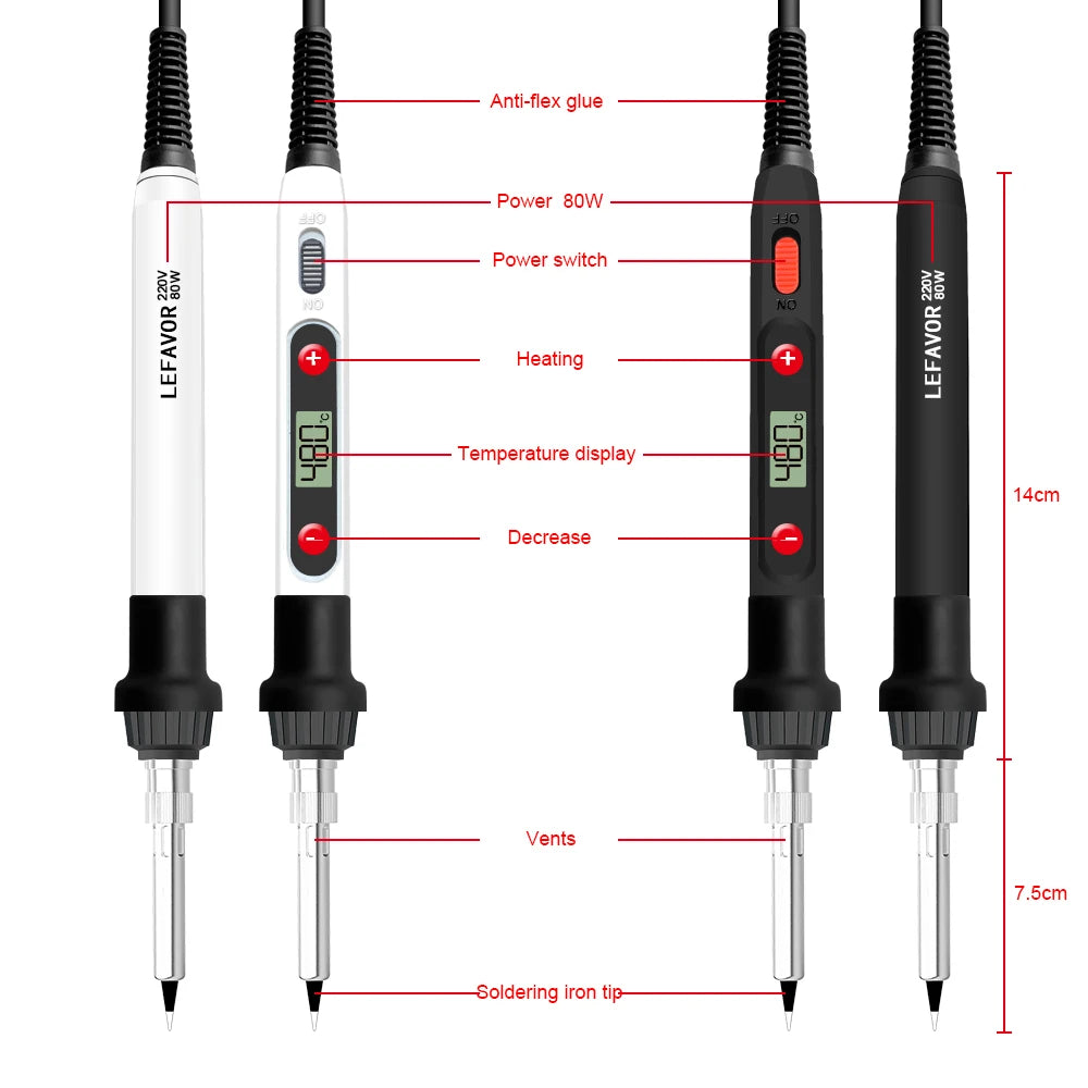 Soldering Iron 60W/80W Adjustable Temperature Electric Solder Iron Rework Station Mini Handle Heat Pencil Welding Repair Tools