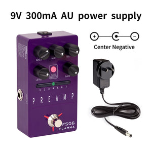 FLAMMA FS06 Preamp Pedal Digital Guitar Effects Pedal with 7 Preamp Models Preset Save Slot Built-in Cabinet Simulation