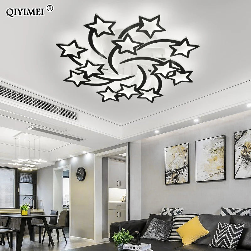 QIYIMEI Modern LED Chandelier White/Black Dimmable Indoor Lighting For Bedroom Hall Living Children&#39;s Room Acrylic Fixture Lamps