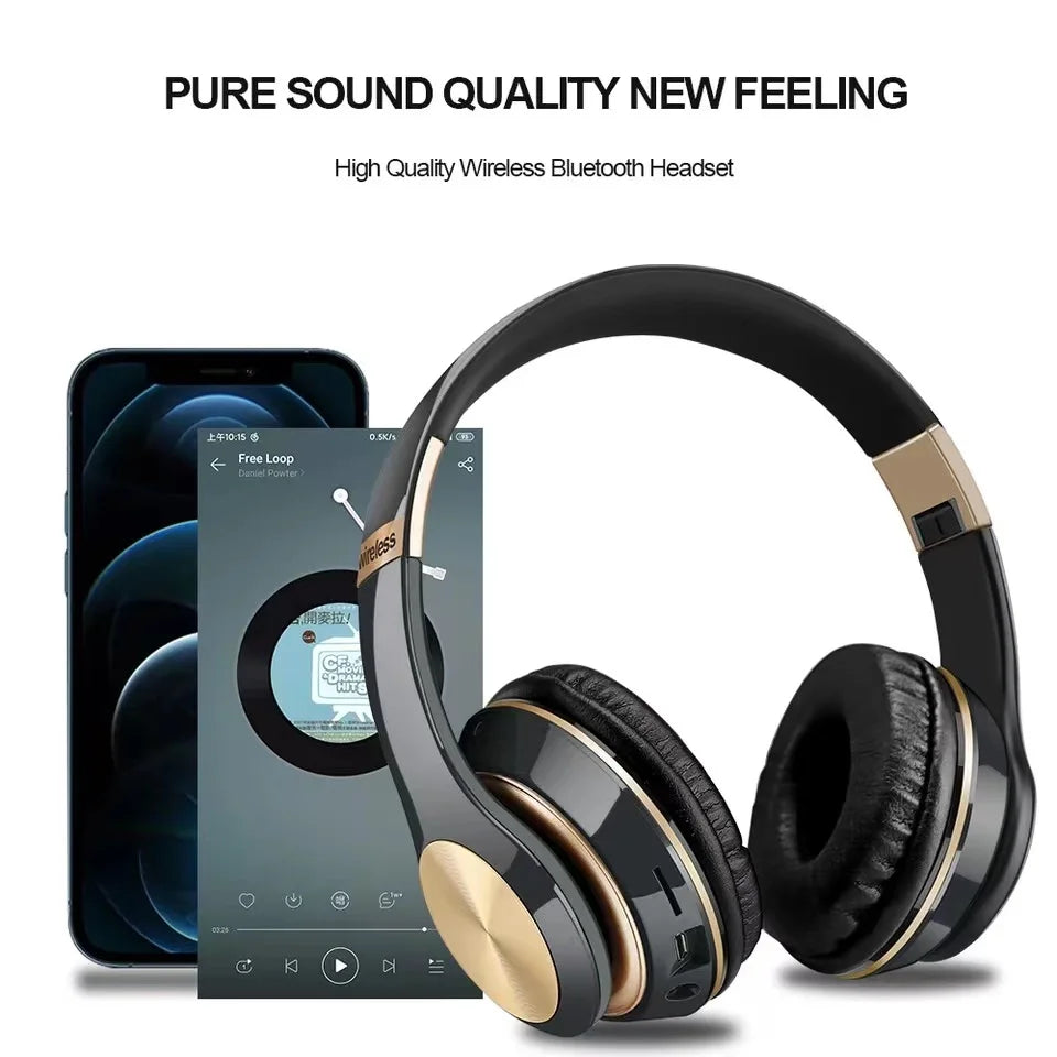 Bluetooth 5.0 Gaming Headphones Blutooth T5 Music Foldable Earphone Bluetooth Wireless Earphones For Phone Wired Headset Gamer - Stereotech