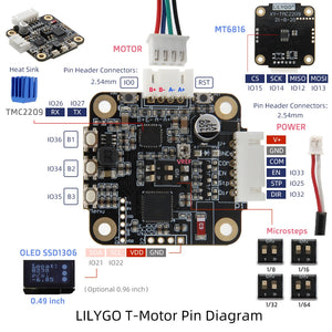LILYGO® TTGO T-Motor ESP32 Wireless Module TMC2209 0.49 Inch OLED Expansion Development Board Drive Motherboard 3D Printed Shell
