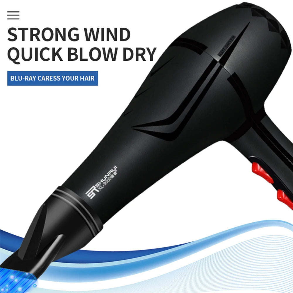 New Powerful Professional Salon Hair Dryer Negative Ion Blow Dryer Electric Hairdryer Hot/Cold Wind With Air  Collecting  Nozzle