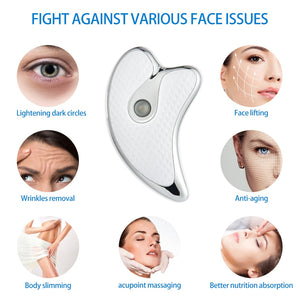 Electric Facial Scraper Red Blue LED Light Face Lift Device - Stereotech