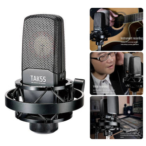 TAKSTAR Recording mini Microphone Condenser Mic with Metal Windscreen Shock Mountfor Studio Video Recording Live Broadcast MIC