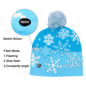 ON SALE! 2025 New Year LED Knitted Christmas Hat Beanie Light Up Illuminate Warm Hat For Kids Adults New Year Christmas Decor