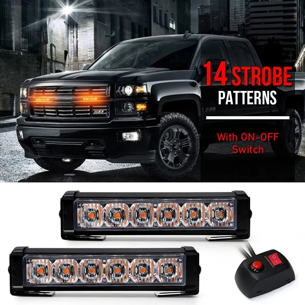 LED Warning Strobe Lights 2x6 LED Car Emergency Caution Hazard Safety Flashing Light Bar For Truck Car Snow Plow Vehicles 12V