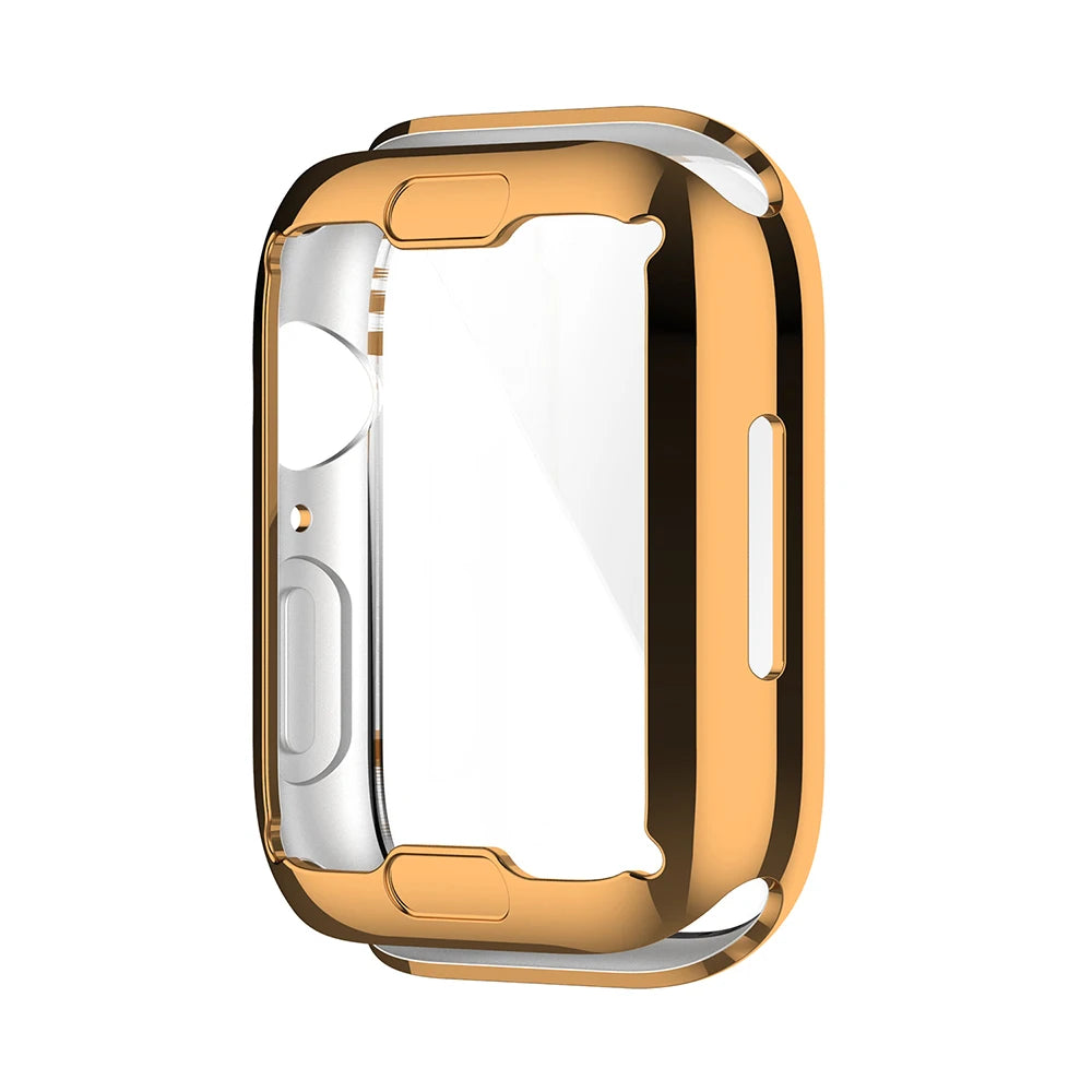 Rose Gold Case Compatible for Apple Watch 45mm Series 7 41mm Screen Protector Ultra-Thin Soft TPU HD Overall Protective Cover - Stereotech