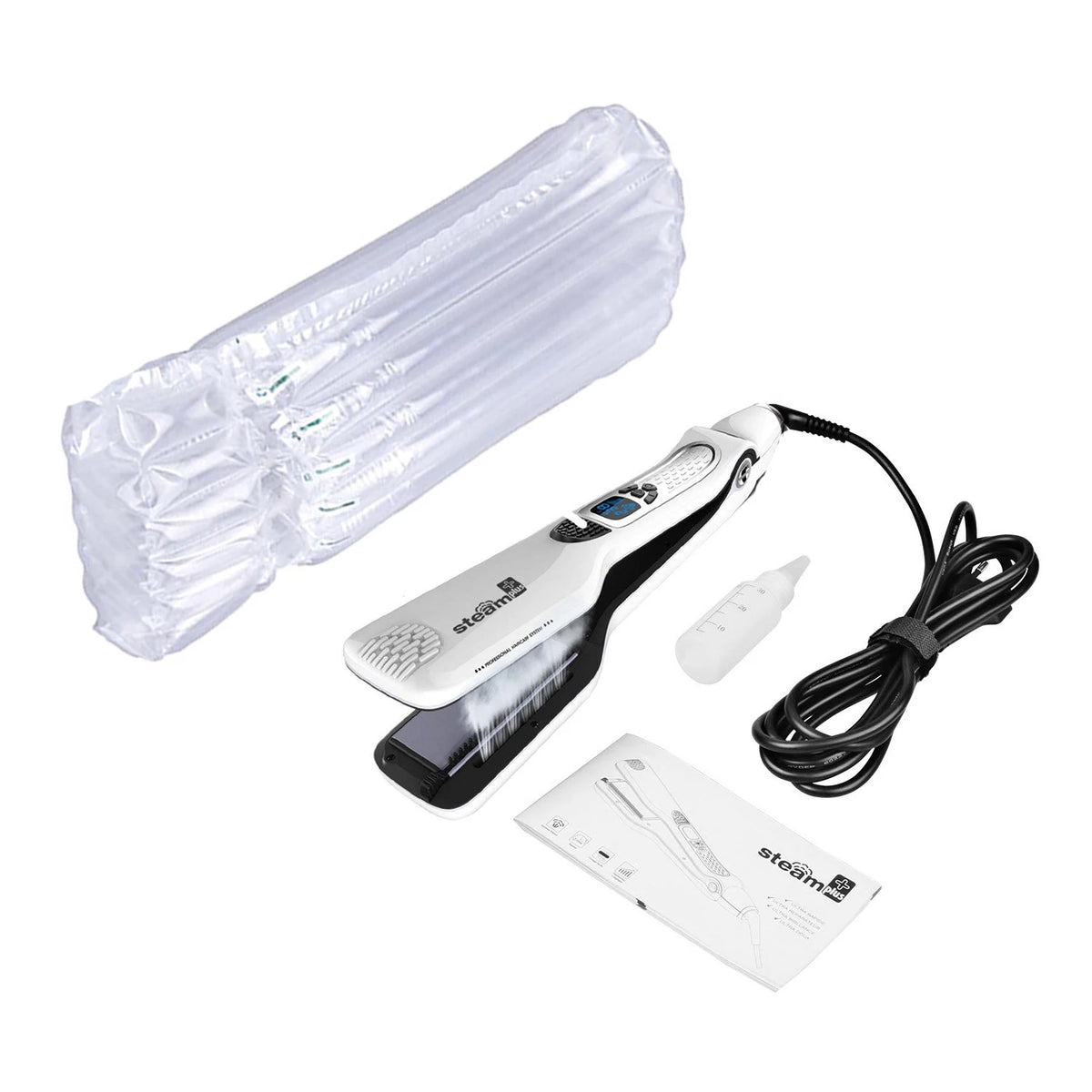 Steam Hair Straightener Brush Ceramic Flat Iron Professional Hair Straightening Iron Comb Electric Hair Crimper Heating Comb