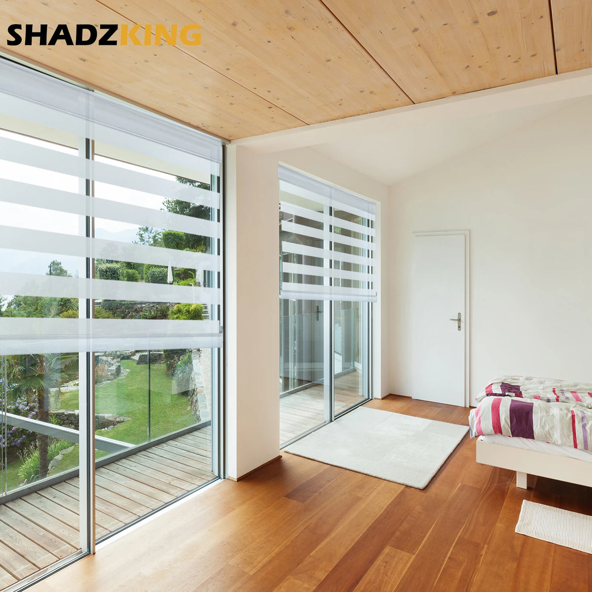 Shadzking Luxury Zebra Blinds Motorized for Window Blinds Roller Day and Night Privacy Protection Zebra Shades for Sliding Doors