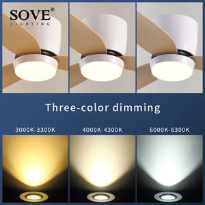 SOVE Modern White Ceiling Fan With Led Light Ceiling Light Fan Ceiling Fans With Lights Led Fan Lamp Remote Control - Stereotech