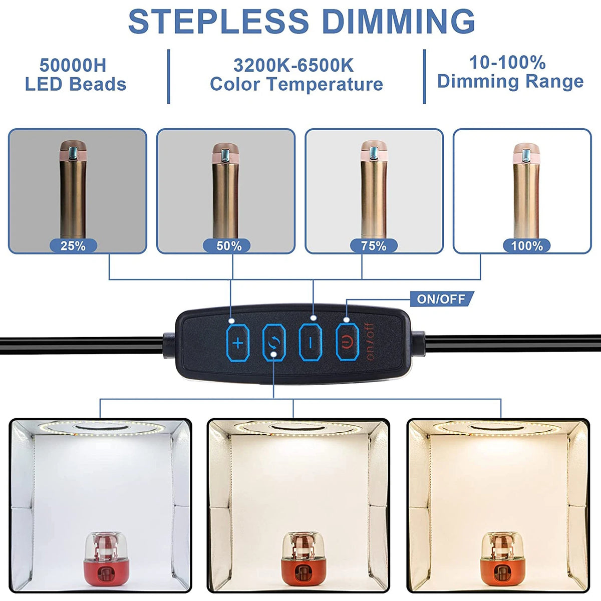 30cm 12in Photo Studio Light Box Photography Adjustable Brightness Shooting Tent Kit With 120 LED Lights 6 Backdrops Small Items