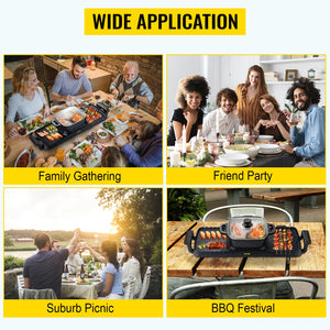 VEVOR 2in1 Electric BBQ Pan Grill Hot Pot 2400W Multifunction Home Portable Smokeless Nonstick Detachable Hot Pot Barbecue Plate - Stereotech