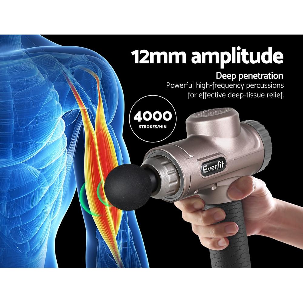 Everfit Massage Gun 6 Heads LCD Electric Massager Vibration Relief