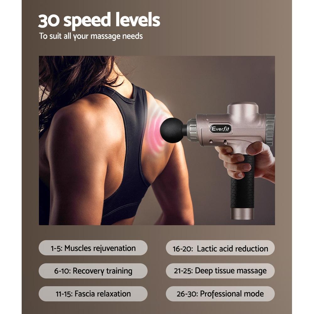 Everfit Massage Gun 6 Heads LCD Electric Massager Vibration Relief
