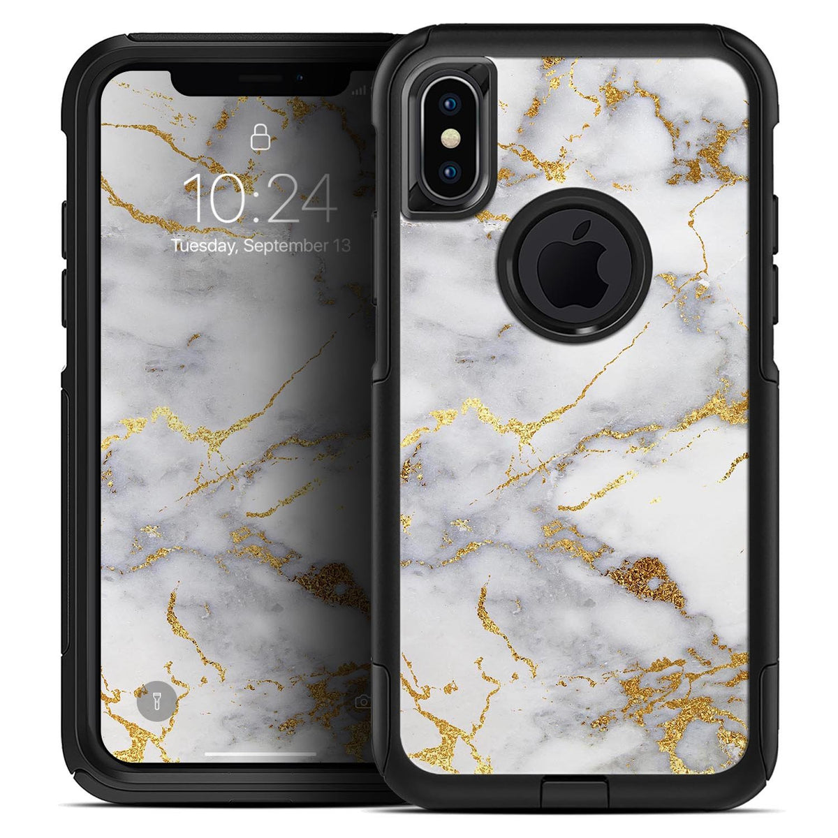 Marble &amp; Digital Gold Foil V2 - Skin Kit for the iPhone OtterBox Cases