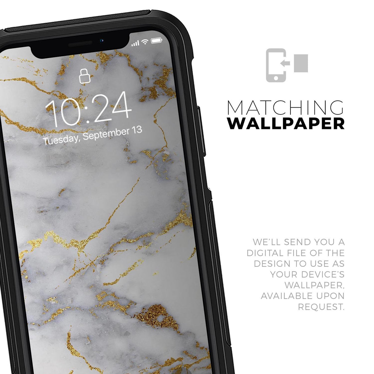 Marble &amp; Digital Gold Foil V2 - Skin Kit for the iPhone OtterBox Cases