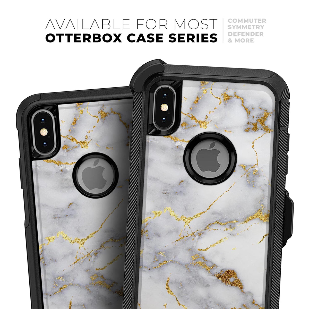 Marble &amp; Digital Gold Foil V2 - Skin Kit for the iPhone OtterBox Cases