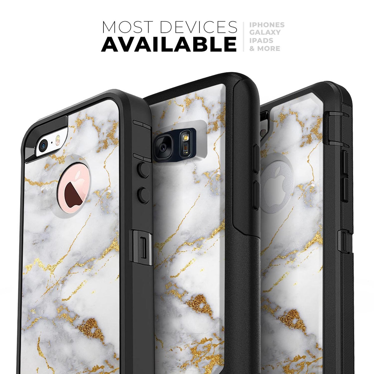 Marble &amp; Digital Gold Foil V2 - Skin Kit for the iPhone OtterBox Cases