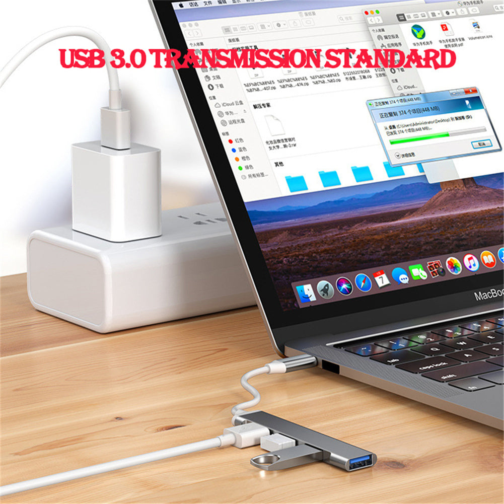 4-port Usb 3.0 Hub High-speed Type-c Splitter 5gbps For Pc Computer Accessories Multi Port Hub Usb 3.0 2.0 type-C gray