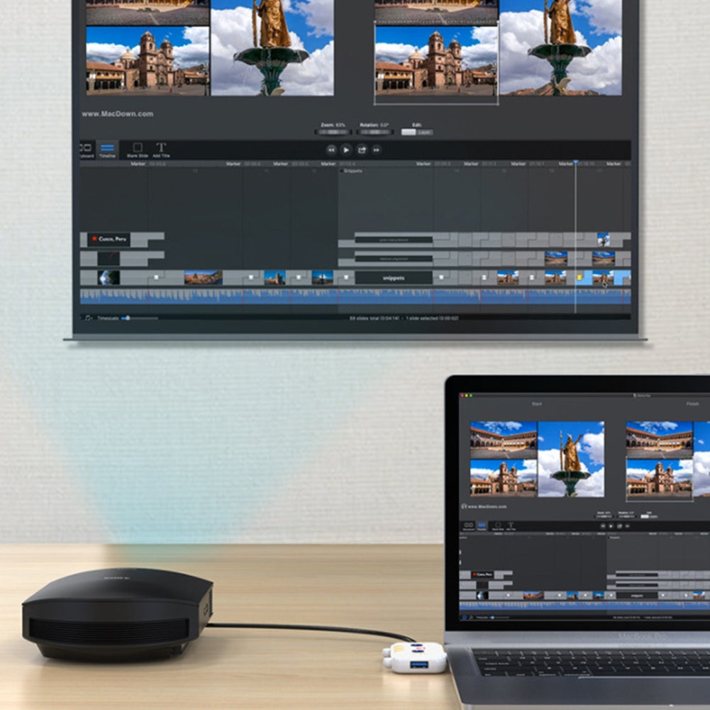 3-In-1 Usb Hub Usb3.1 Type-c Docking Station Plug-play Multi Splitter Adapter Dock For Ipad Tablet White 3A