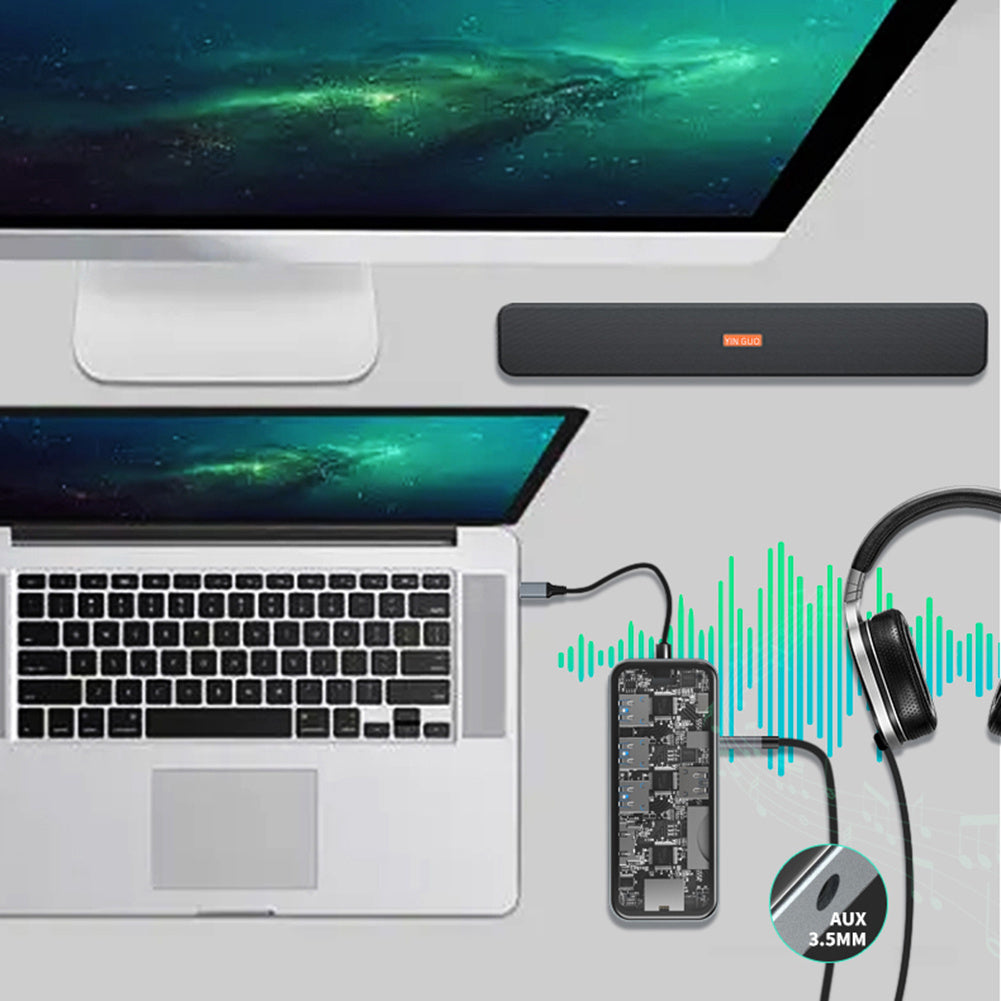 10 in 1 USB C Hub with Ethernet Adapter 4k 30hz HD Multimedia Interface Vga USB C USB 3.0 USB 2.0 SD TF Card Reader - Stereotech