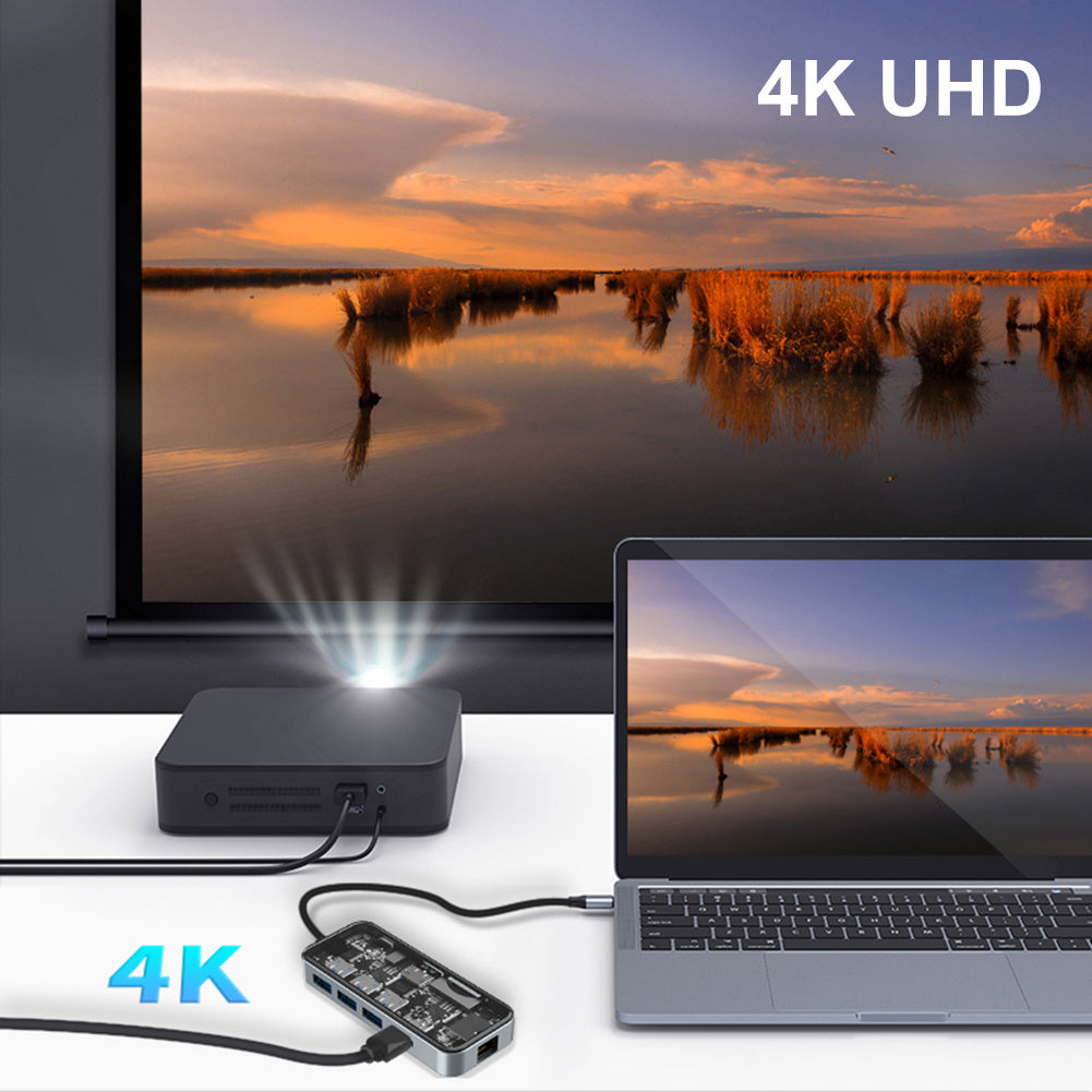 10 in 1 USB C Hub with Ethernet Adapter 4k 30hz HD Multimedia Interface Vga USB C USB 3.0 USB 2.0 SD TF Card Reader - Stereotech