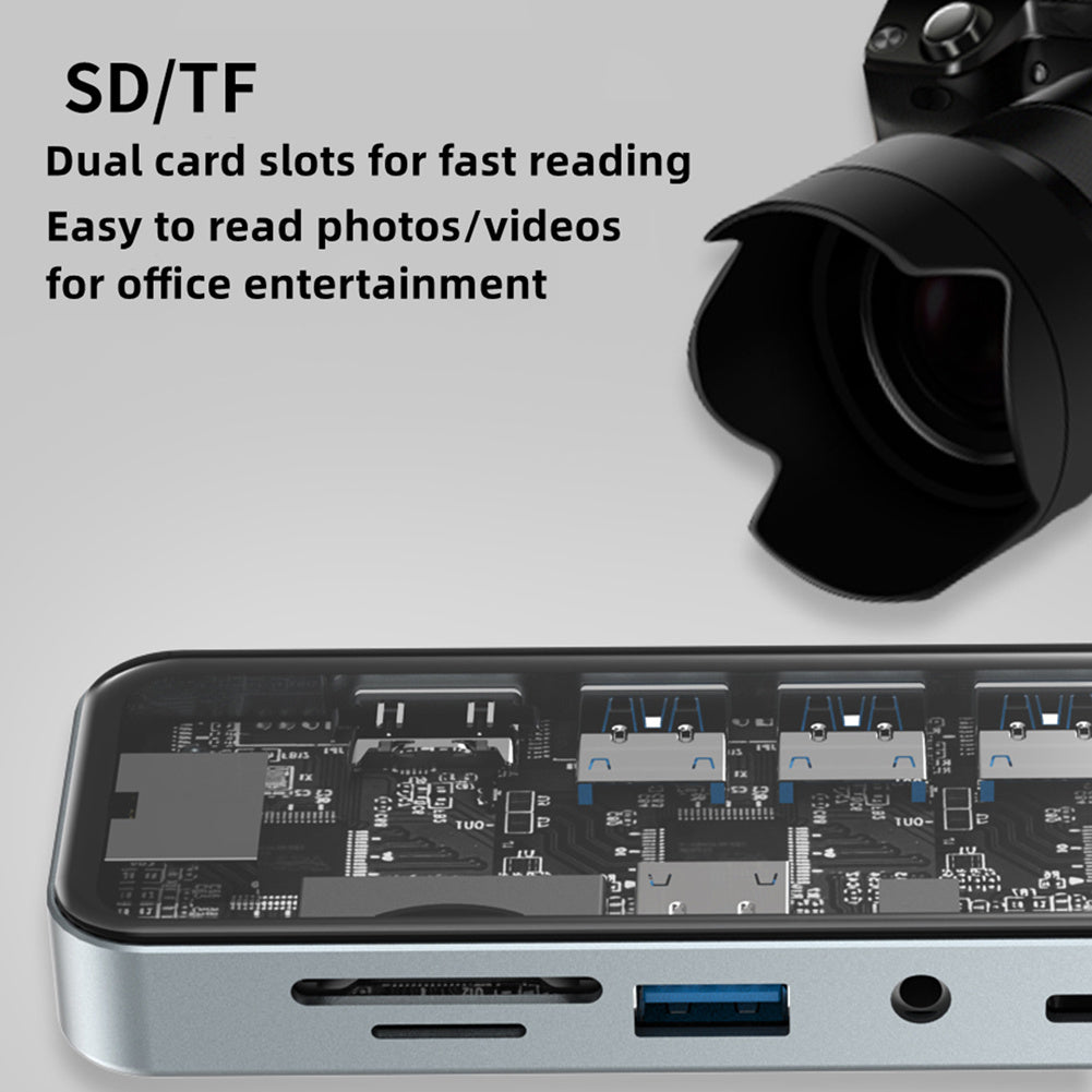 10 in 1 USB C Hub with Ethernet Adapter 4k 30hz HD Multimedia Interface Vga USB C USB 3.0 USB 2.0 SD TF Card Reader - Stereotech