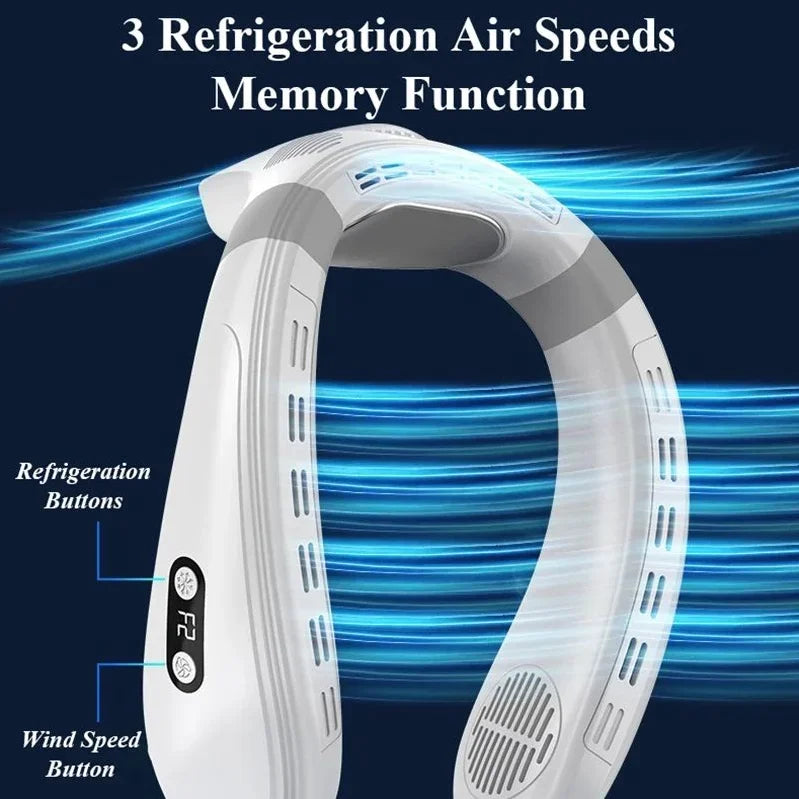 Portable Neck Fan New Neck Air Conditioner Rechargeable Semiconductor Cooling Bladeless Fan Outdoor Personal Fan Wearable Cooler - Stereotech