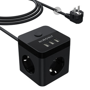Power Strip with 3 AC Outlets 3 USB Ports 1.5M Extension Cable Multi Electrical Socket Power Adapter with Switch For Home Cube