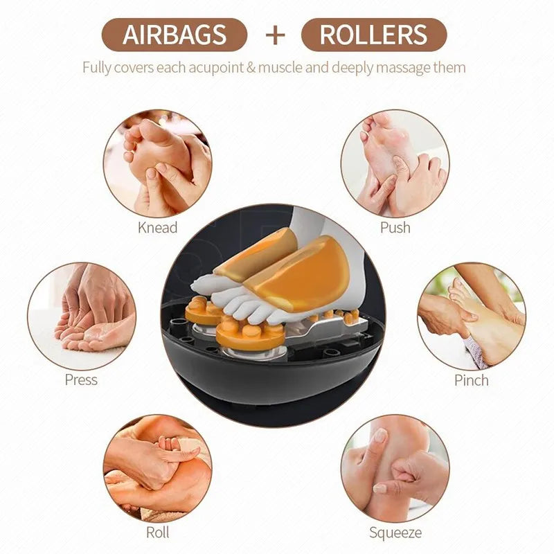 Electric Shiatsu Foot Massager Health Care Heating deep Kneading Scraping Vibration Air Compression Massage Therapy Anti-stress