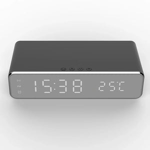 1pc Wireless Charger Alarm Clock LED Digital Watch Table Thermometer Electronic Desktop Clocks Wake Up FM Radio Time Fast Charge