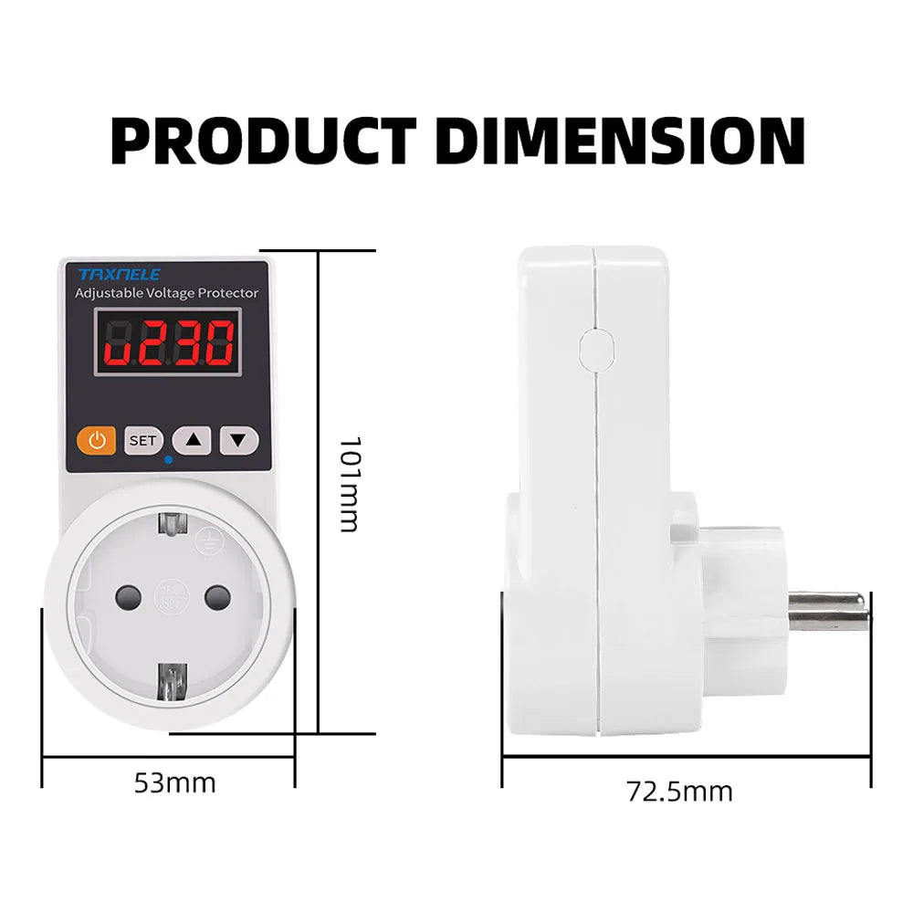 Voltage Protector Socket Automatic Universal/US/EU/UK Plug AC 220V 16A Adjustable Power Surge Voltage Safe Protector