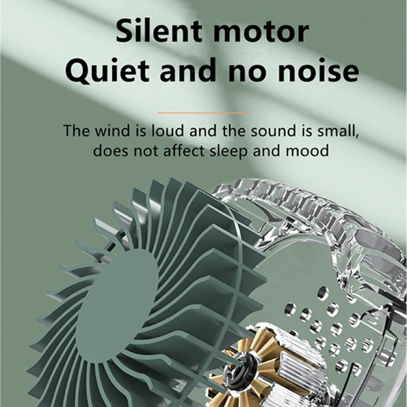 New Mini Portable Fan Portable Rechargeable Bladeless Turbo Ultra Quiet Student Hand Held Fan Outdoor Sports Travel - Stereotech