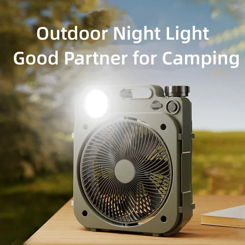 20000mAh Camping Fan Rechargeable Desktop Portable Circulator Outdoor Wireless Ceiling Electric Fan with Power Bank LED Lighting - Stereotech