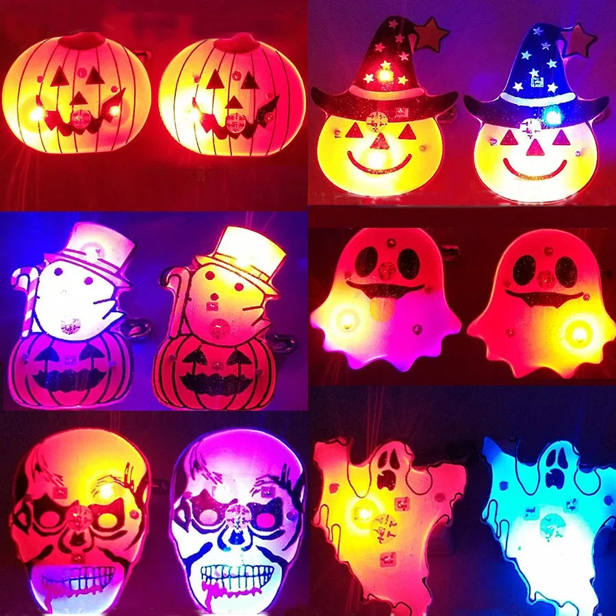 25pcs LED Light Up Badge Glow Blinking Women Kids  Brooch Pins Ghost  Pumpkin Brooches Gift Party    Wedding Festival