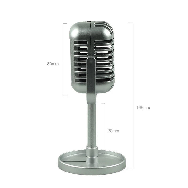Simulation Props Mic Retro Dynamic Vocal Microphone Vintage Style Wireless Mini Mic Universal Stand Stage Performance Karaoke - Stereotech