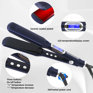 Professional Hair Straightener Titanium Plate Fast Heat Up 500F Flat Iron 2 in 1 Straightener and Curler Styling Tool