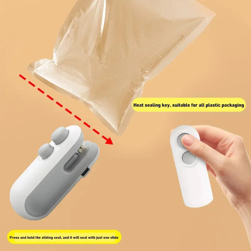 1Pc Mini Heat Bag Sealing Machine Package Sealer Bags Plastic Food Sealer Clip Bag Handheld Sealer Food Packaging Heat Sealer