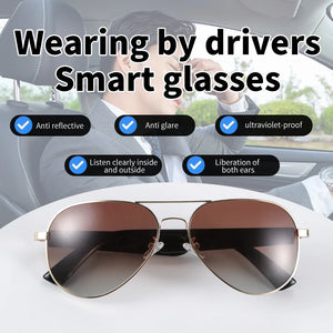 Bluetooth Sunglasses Smart Audio Glasses Nylon Lenses Dual Speakers Support Bluetooth Calls Music Eyeglasses For Men Women