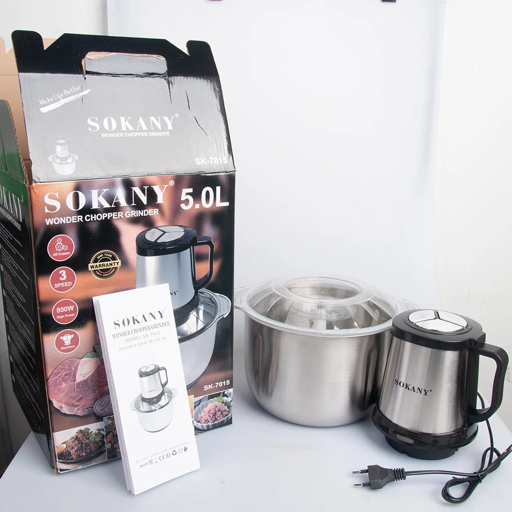 Houselin 5-liters Meat Grinder, 800W Electric Food Processors for Baby Food, Meat, Onion, Vegetables, Fruits