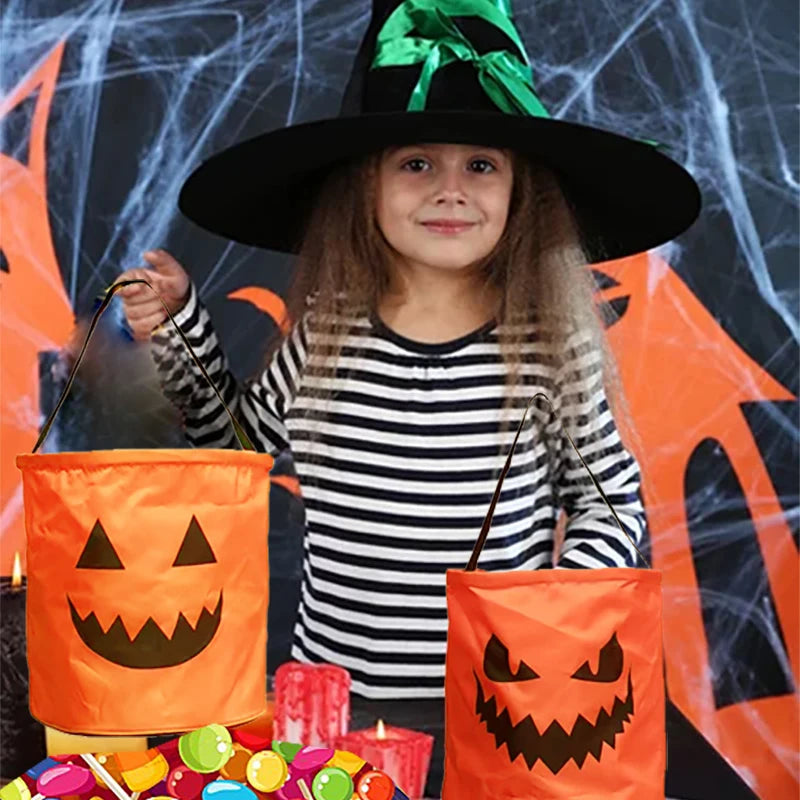 2024 Halloween Decor Hand-held Pumpkin Bag Children&#39;s Candy Gift Bag Luminous LED Bag Glow In The Dark Night
