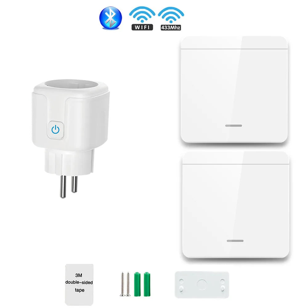 Tuya Smart Life RF 433Mhz Wireless Mini Smart Socket Switch 16A Electrical Outlet Remote EU Plug Voice Control Google Home Alexa