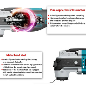 Brushless Electric Oscillating Multifunction Tool Wireless Woodworking Cutting Variable Speed Trimmer Saw For Makita 18v Battery