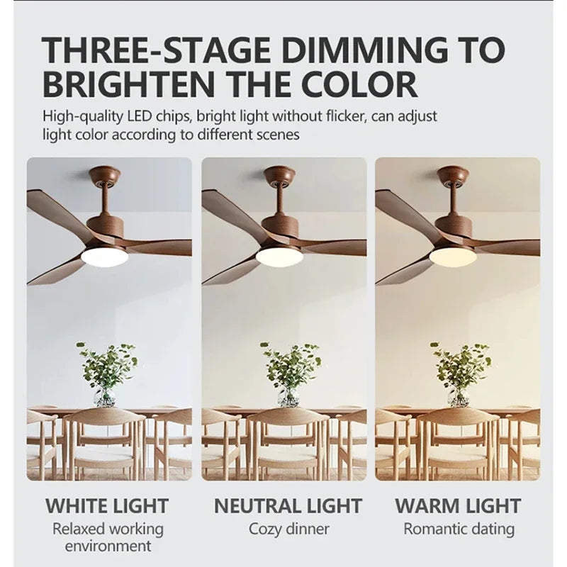 36/42/52 Inch Restaurant Fan 3 Blade Pure Copper DC 35W Motor Ceiling Fan With 24W LED Light Support Remote Control - Stereotech